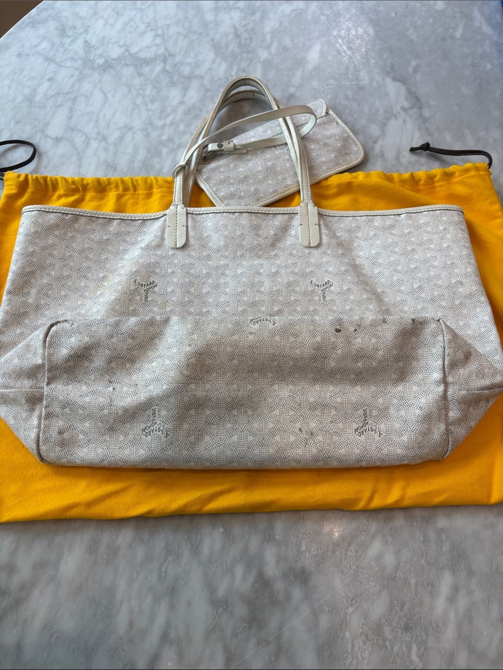 Goyard St Louis PM White canvas with monogram and wallet attachment - Picture 9 of 10